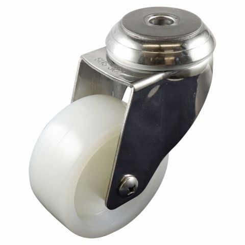 EASYROLL WHITE NYLON BOLT HOLE CASTOR S/S 75MM 